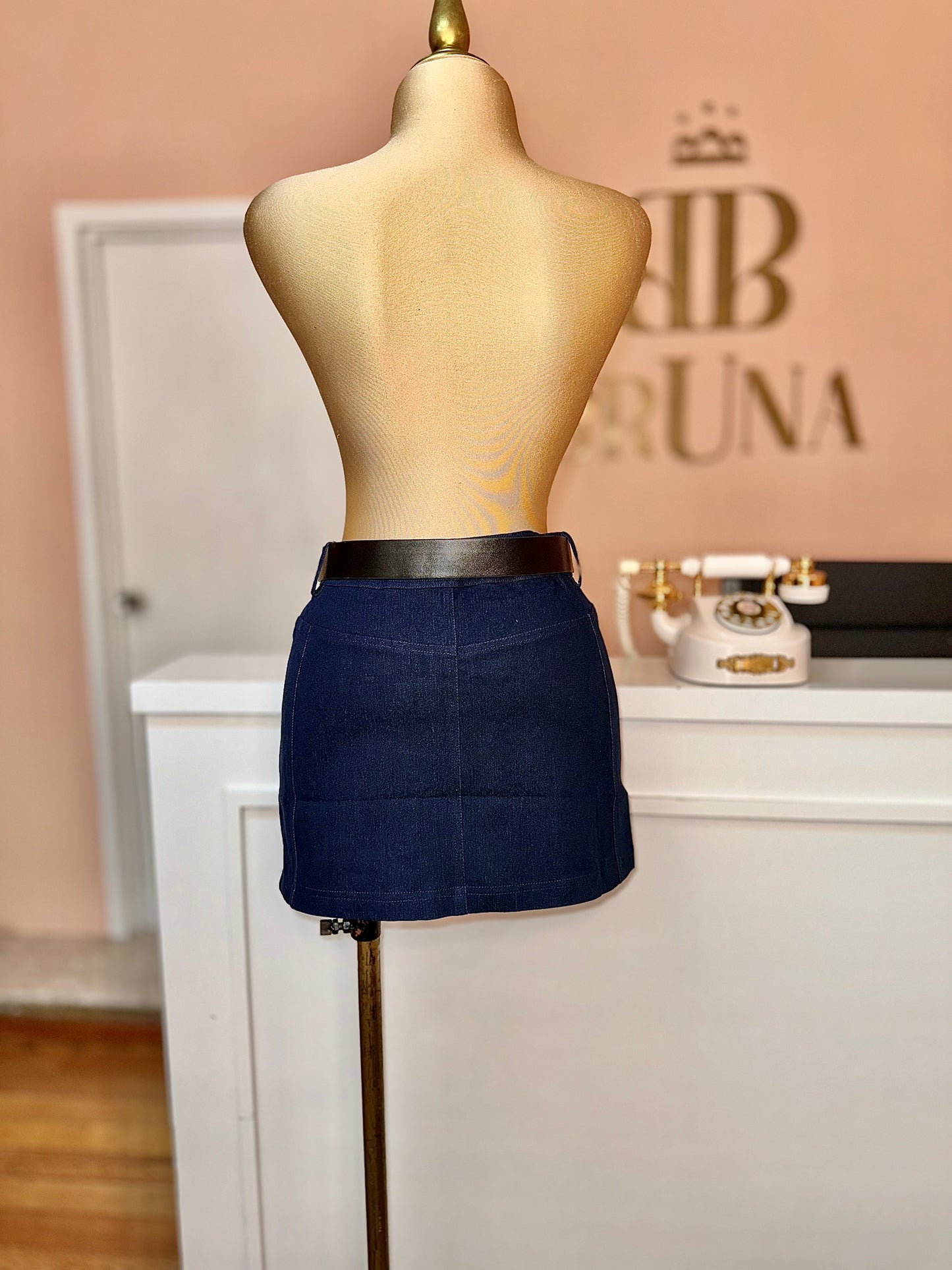 Falda denim cinturón