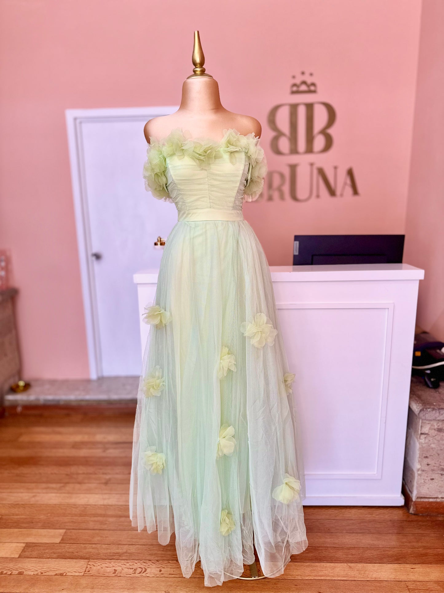 Vestido verde flores