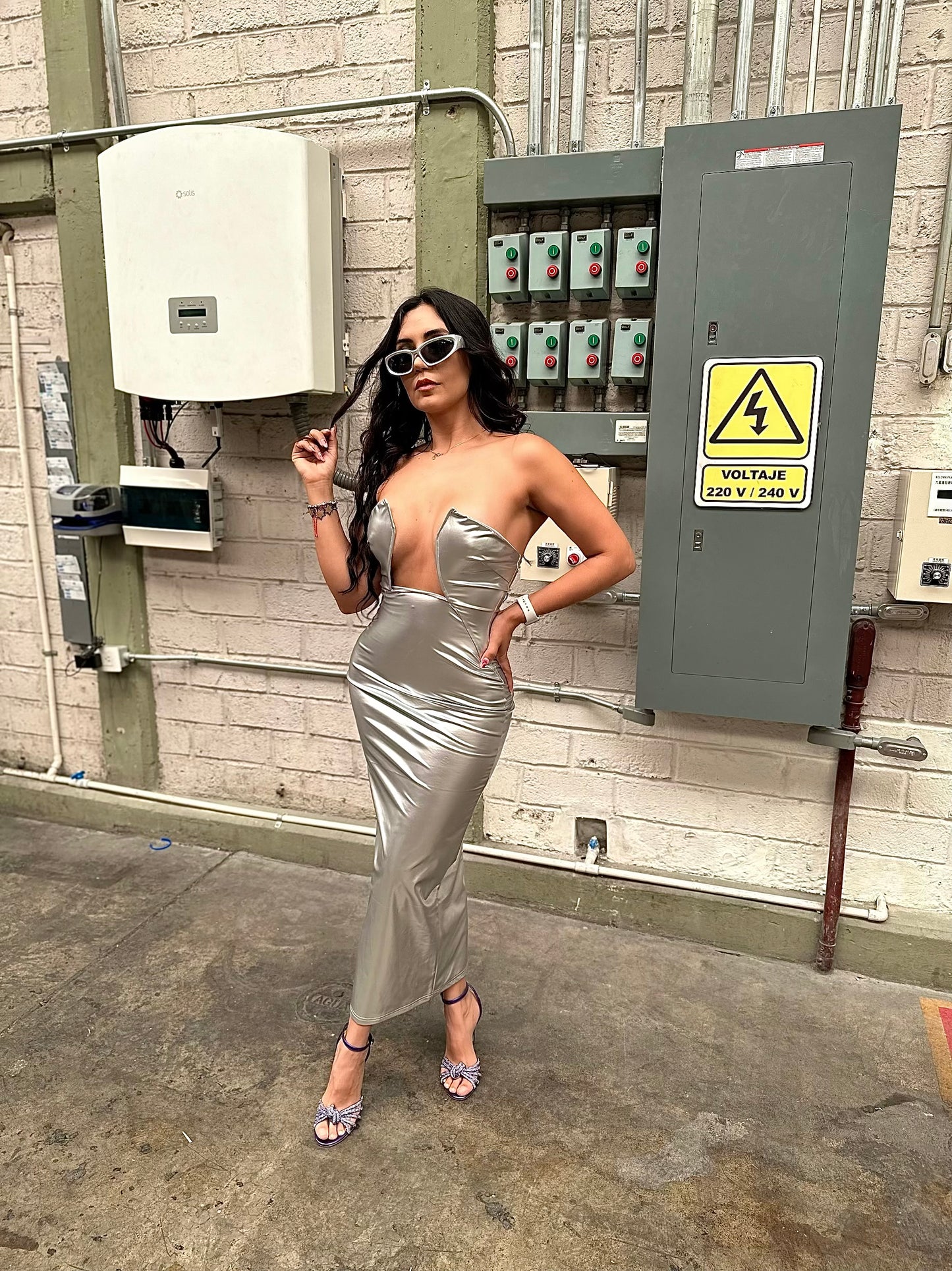 Vestido plata midi