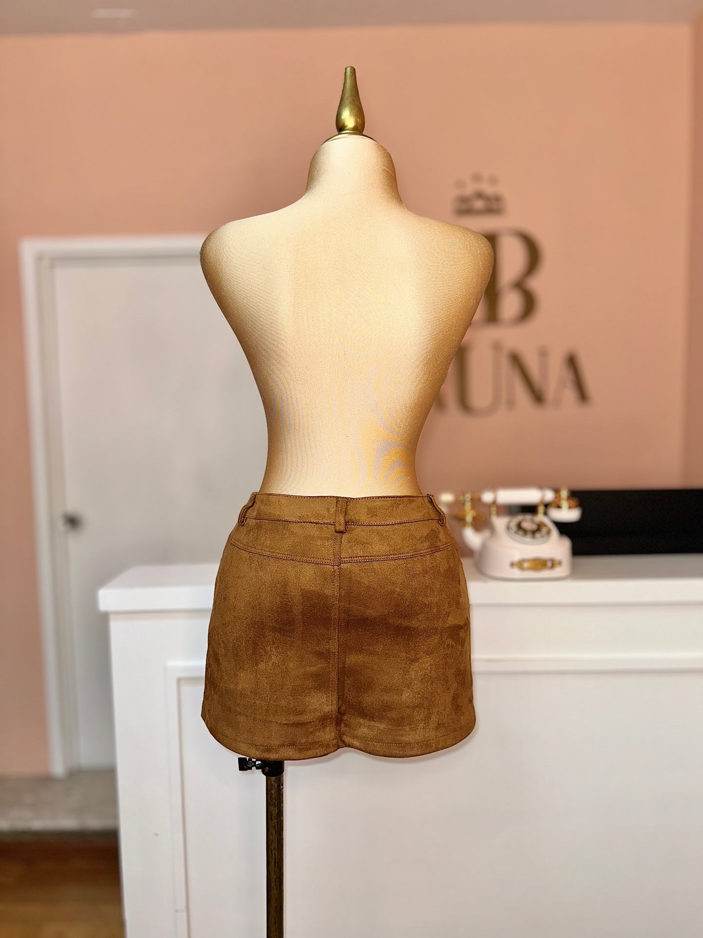 Falda suede camel