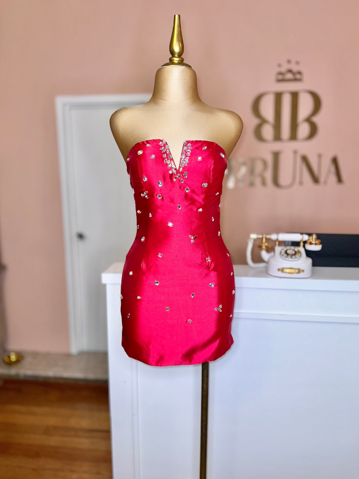 Vestido rojo cristales