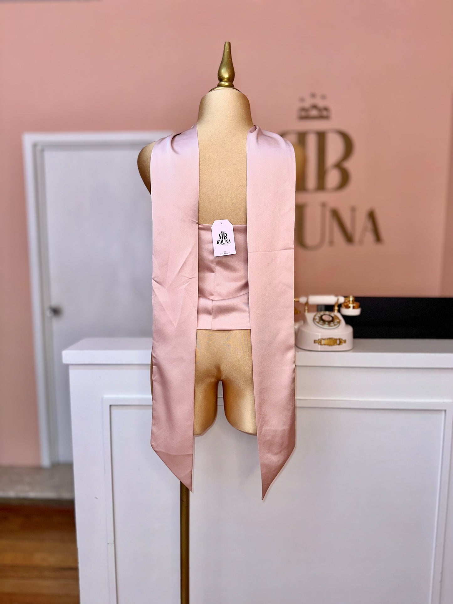 Top satin rosa