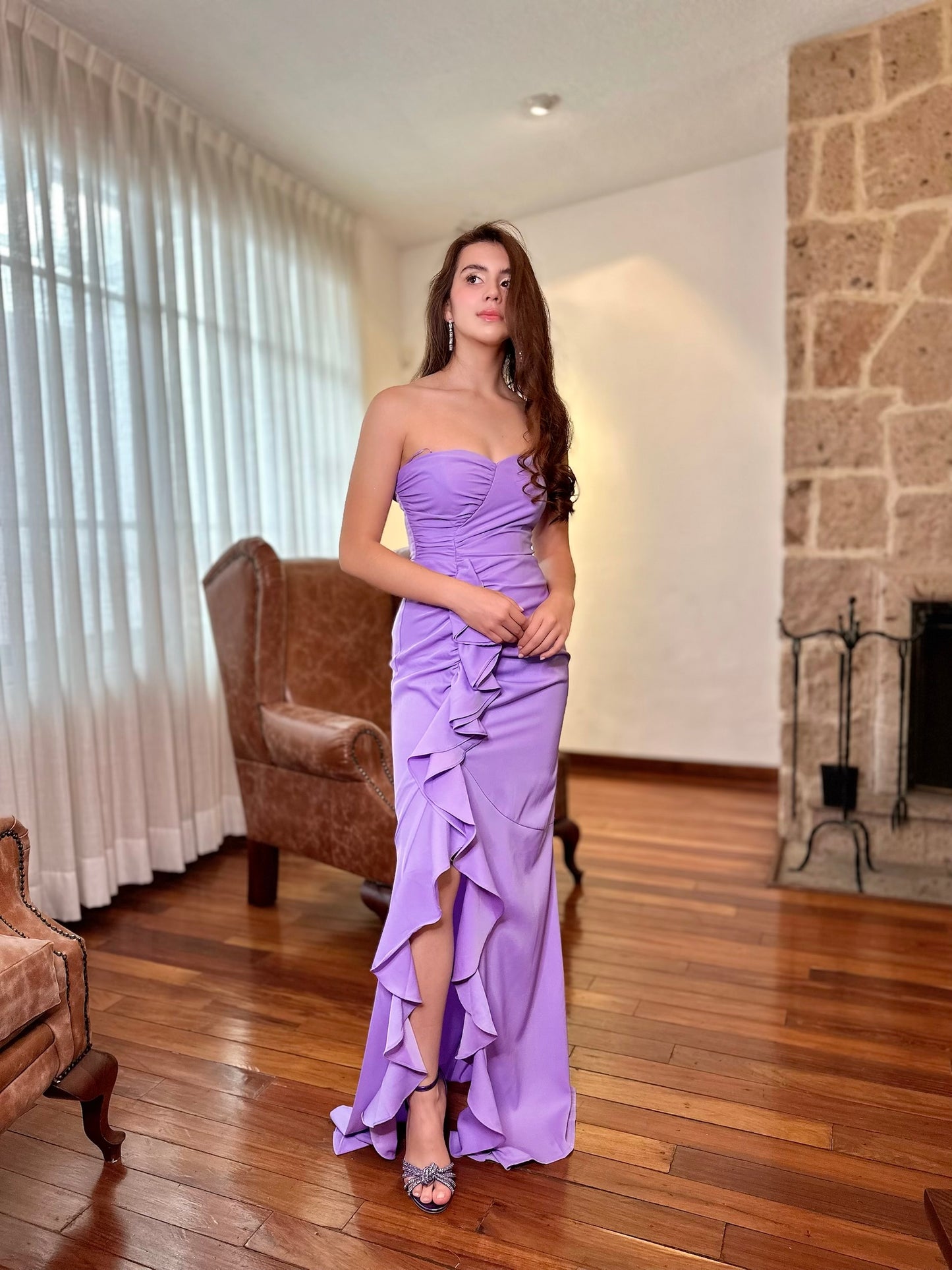 Vestido lila olanes