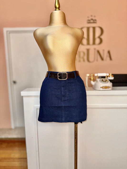 Falda denim cinturón