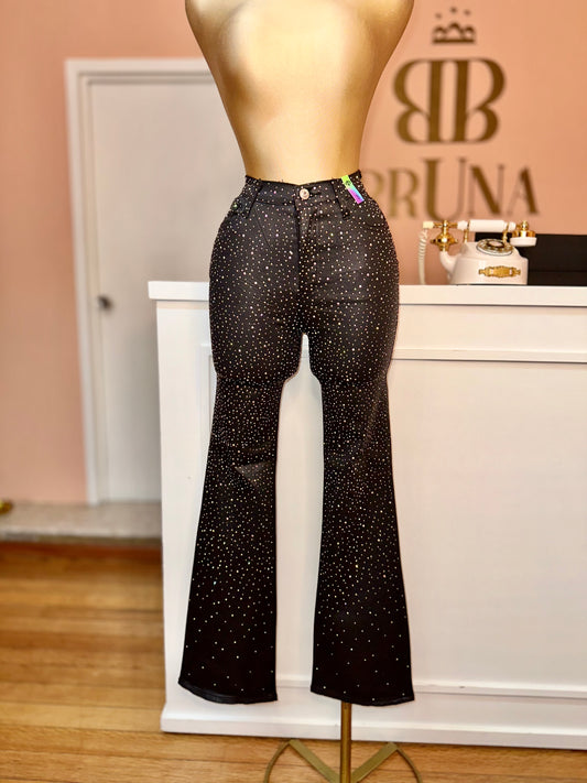 Jeans vibrant negro cristales