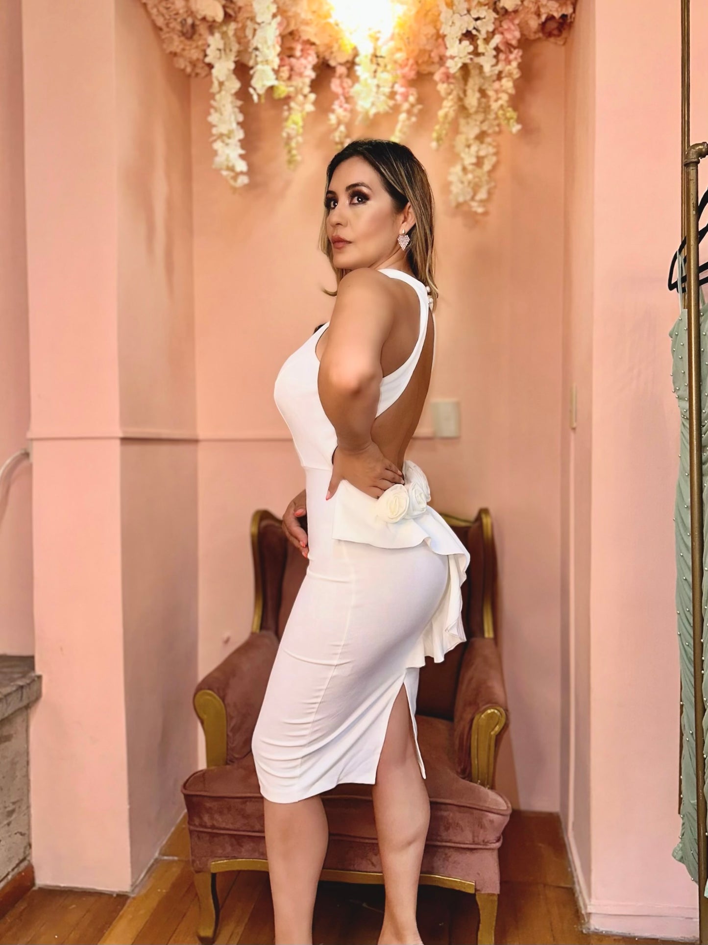 Vestido blanco rosas